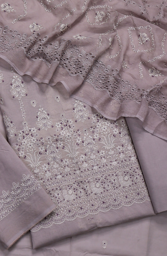 Alhena by Amna Khadija Exclusive Embroidered Swis Lawn Unstitched 3 Piece Suit - Design-01 - AM25ASWS - Purple - Summer Collection