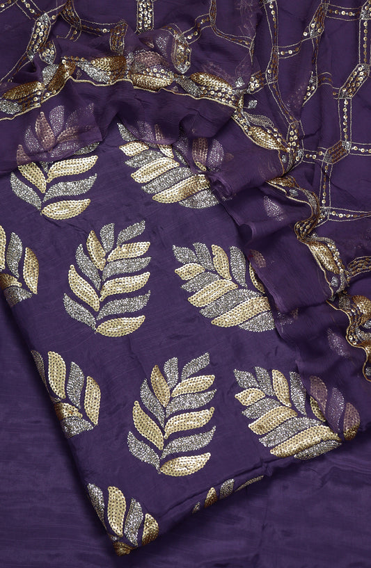 Amna Khadija Embroidered Raw Silk Unstitched 3 Piece Suit - Design-07 - AM25RWS - Purple - Festive Collection