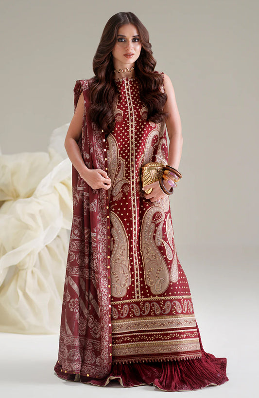 Amour by Bin Ilyas Embroidered Lawn Unstitched 3 Piece Suit - D-185-A - BL26AMR - Red - Summer Collection