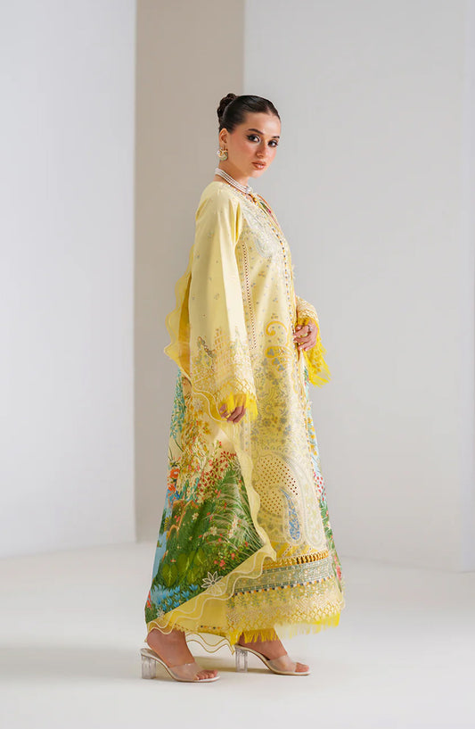Amour by Bin Ilyas Embroidered Lawn Unstitched 3 Piece Suit - D-187-B - BL26AMR - Yellow - Summer Collection