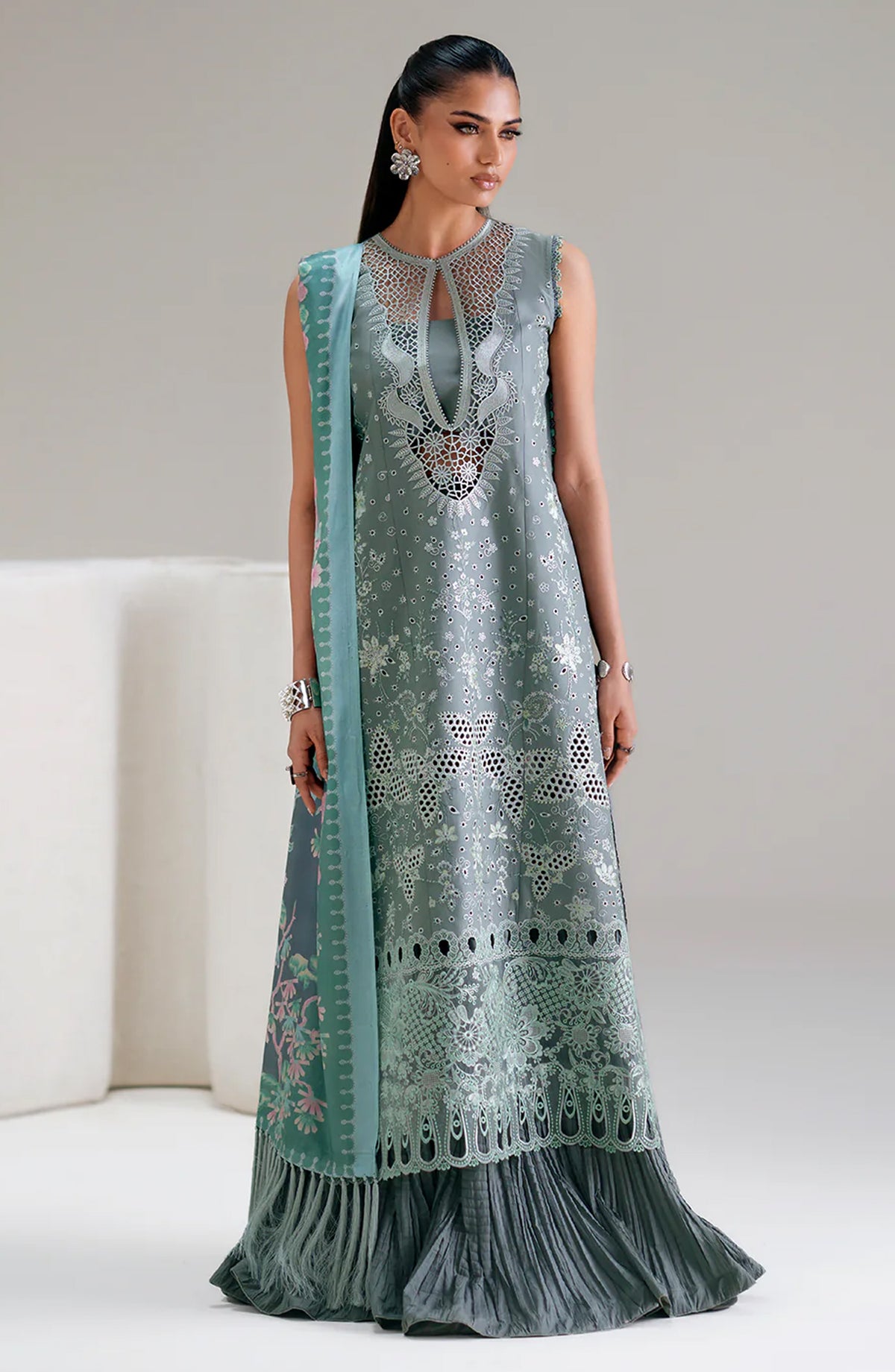 Amour by Bin Ilyas Embroidered Lawn Unstitched 3 Piece Suit - D-181-A - BL26AMR - Ferzoi - Summer Collection