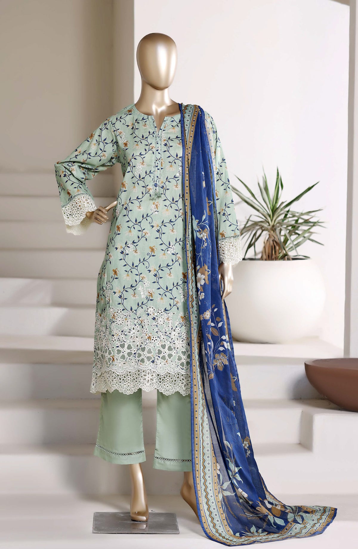 Amyrah by Sadabahar Embroidered Lawn Stitched 3 Piece Suit - D-04 - SBD26RAH - Green - Festive Collection