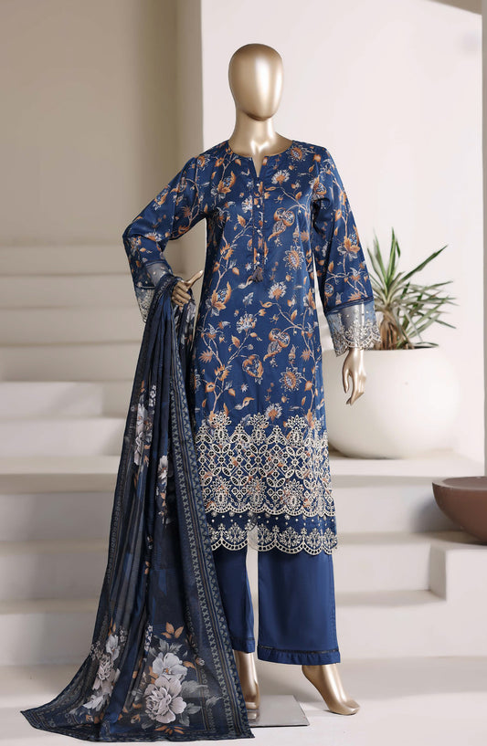 Amyrah by Sadabahar Embroidered Lawn Stitched 3 Piece Suit - D-02 - SBD26RAH - Blue - Festive Collection