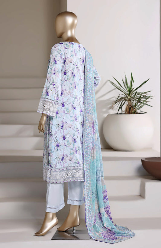 Amyrah by Sadabahar Embroidered Lawn Stitched 3 Piece Suit - D-01 - SBD26RAH - Blue - Festive Collection