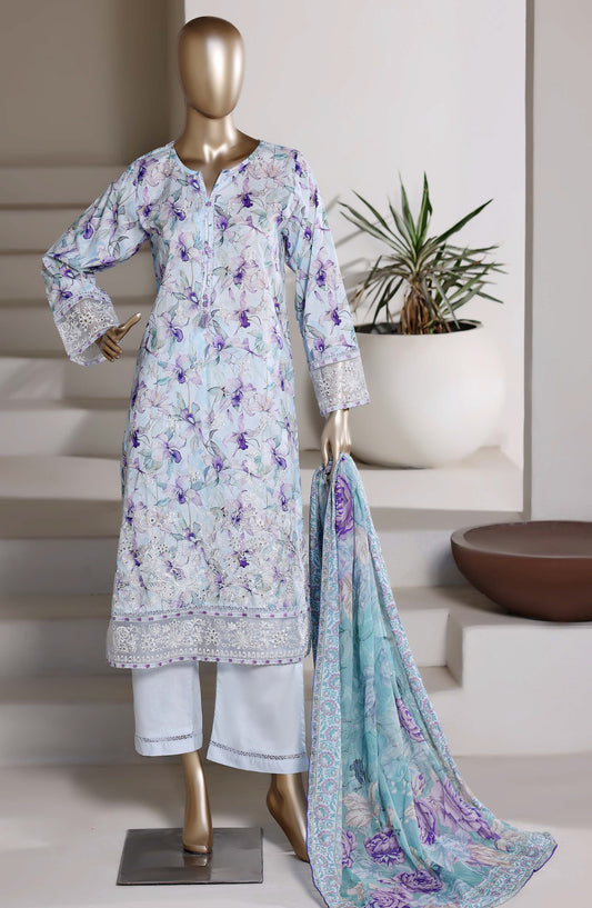 Amyrah by Sadabahar Embroidered Lawn Stitched 3 Piece Suit - D-01 - SBD26RAH - Blue - Festive Collection