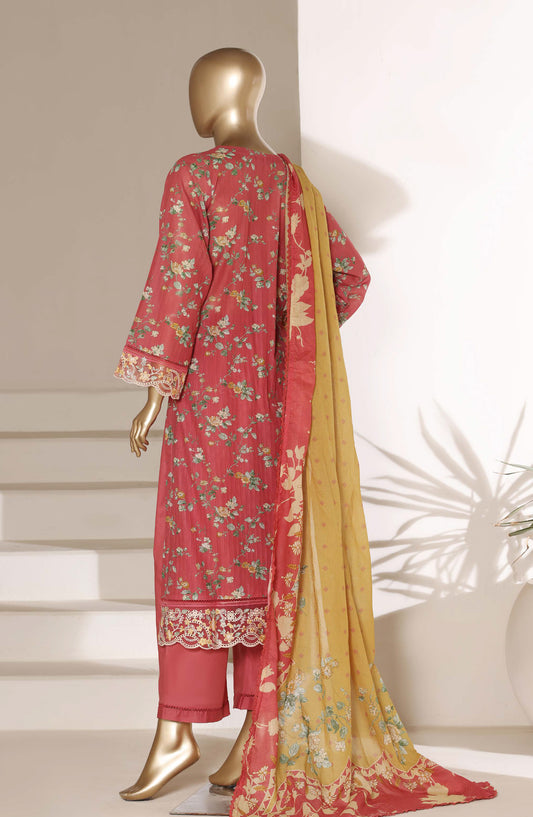 Amyrah by Sadabahar Embroidered Lawn Stitched 3 Piece Suit - D-04 - SBD26RHM - Orange - Festive Collection
