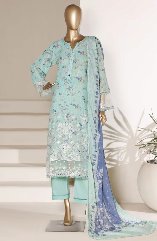 Amyrah by Sadabahar Embroidered Lawn Stitched 3 Piece Suit - D-02 - SBD26RHM - Blue - Festive Collection