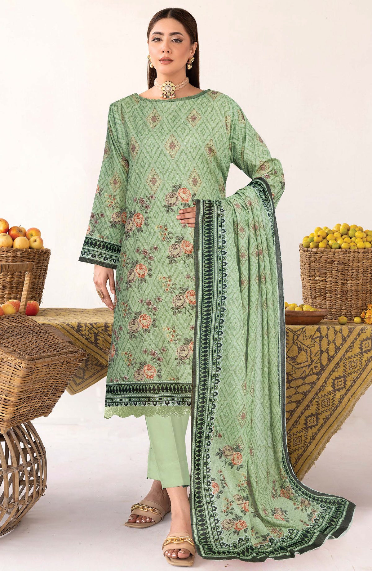 Anarkali by Johra Printed Lawn Unstitched 3 Piece Suit - JH-1196 - JH25ANAR - Green - Casual Collection