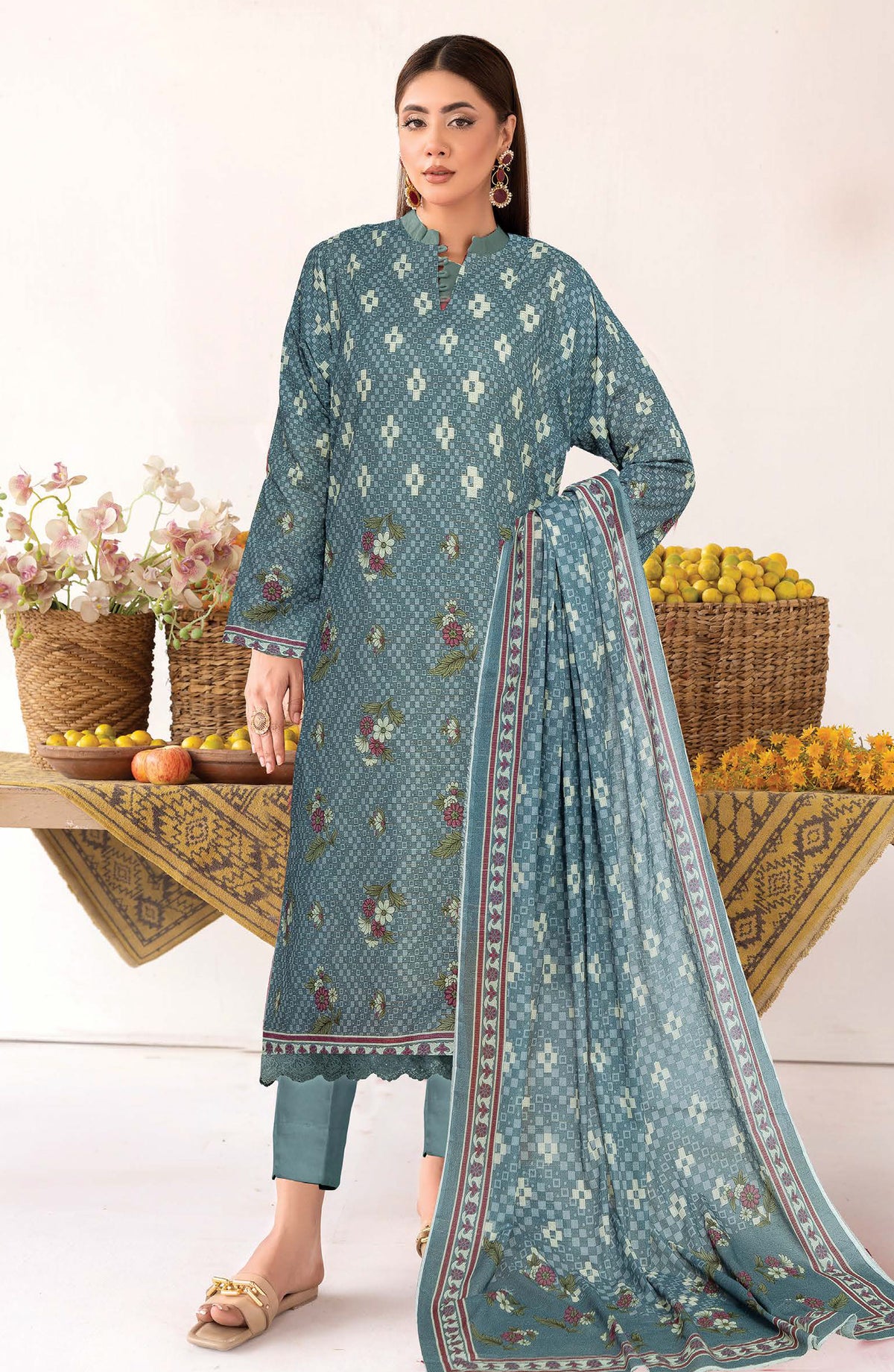 Anarkali by Johra Printed Lawn Unstitched 3 Piece Suit - JH-1195 - JH25ANAR - Blue - Casual Collection