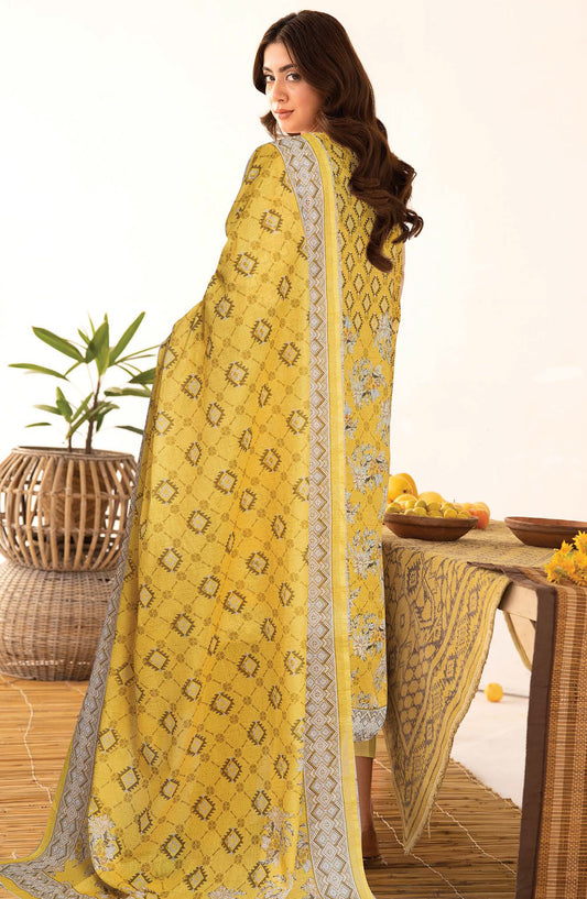 Anarkali by Johra Printed Lawn Unstitched 3 Piece Suit - JH-1194 - JH25ANAR - Yellow - Casual Collection