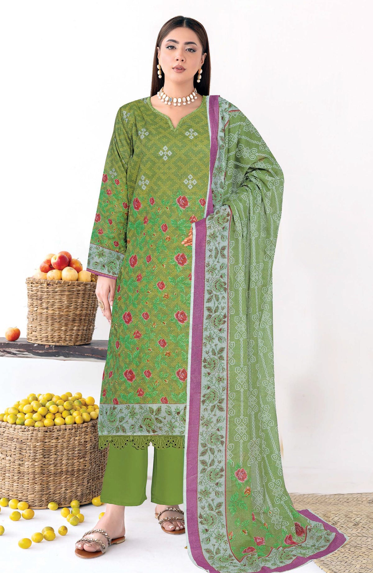 Anarkali by Johra Printed Lawn Unstitched 3 Piece Suit - JH-1189 - JH25ANAR - Green - Casual Collection