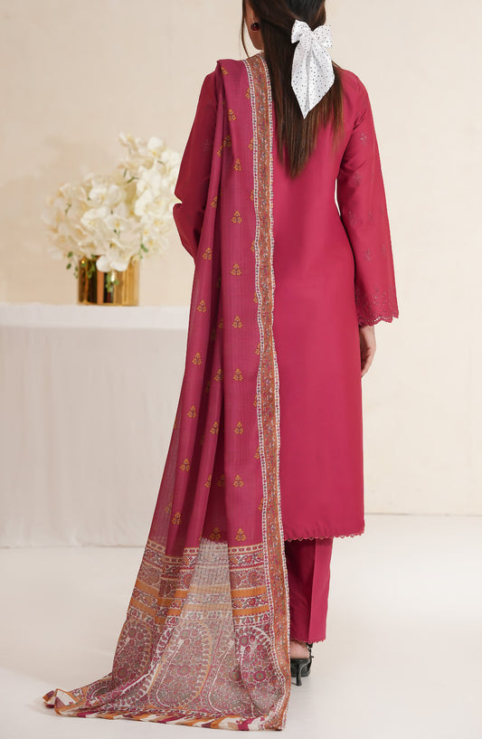 Anarkali by VS Textile Embroidered Chikankari Unstitched 3 Piece Suit - D-388 - VS26ANK - Pink - Summer Collection