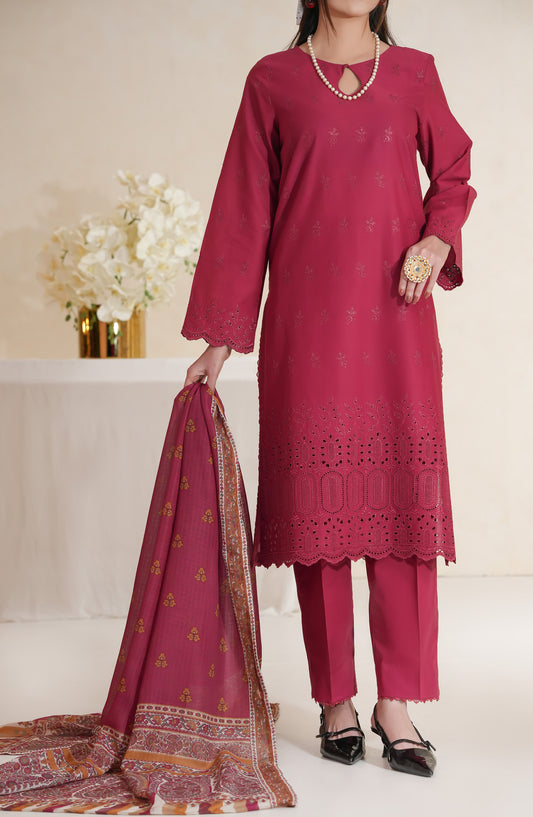 Anarkali by VS Textile Embroidered Chikankari Unstitched 3 Piece Suit - D-388 - VS26ANK - Pink - Summer Collection