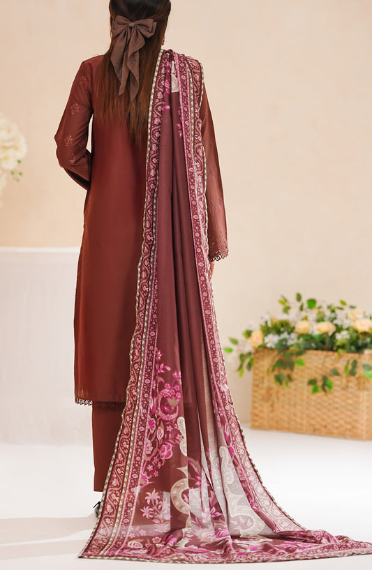 Anarkali by VS Textile Embroidered Chikankari Unstitched 3 Piece Suit - D-385 - VS26ANK - Maroon - Summer Collection