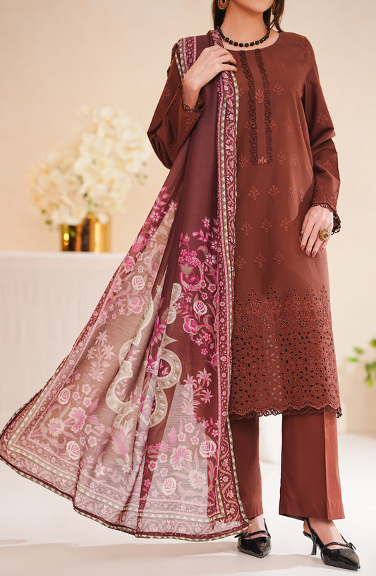 Anarkali by VS Textile Embroidered Chikankari Unstitched 3 Piece Suit - D-385 - VS26ANK - Maroon - Summer Collection