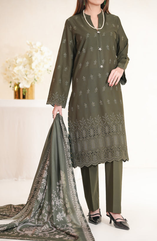 Anarkali by VS Textile Embroidered Chikankari Unstitched 3 Piece Suit - D-384 - VS26ANK - Green - Summer Collection