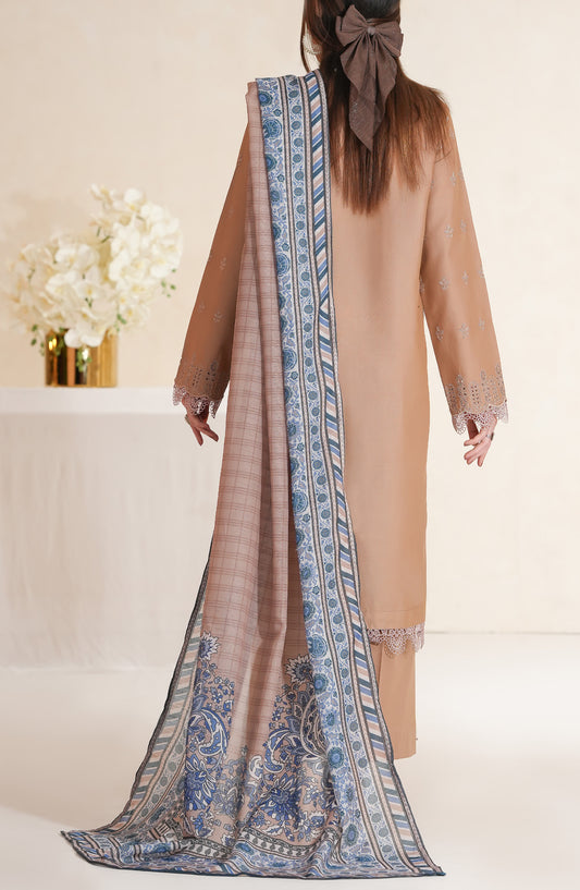 Anarkali by VS Textile Embroidered Chikankari Unstitched 3 Piece Suit - D-383 - VS26ANK - Brown - Summer Collection