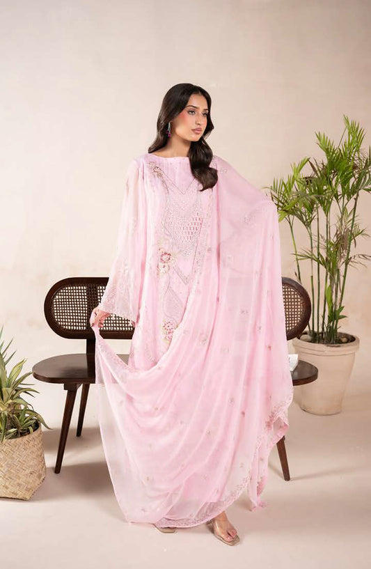 Anaya Noor by Zebtan Embroidered Chiffon Unstitched 3 Piece Suit - AN-08 - ZBT26ANN - Pink - Festive Collection