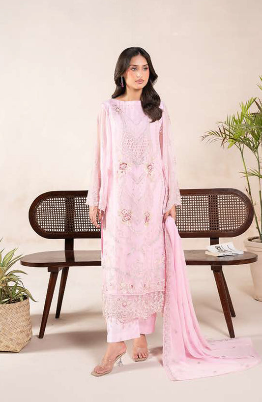 Anaya Noor by Zebtan Embroidered Chiffon Unstitched 3 Piece Suit - AN-08 - ZBT26ANN - Pink - Festive Collection