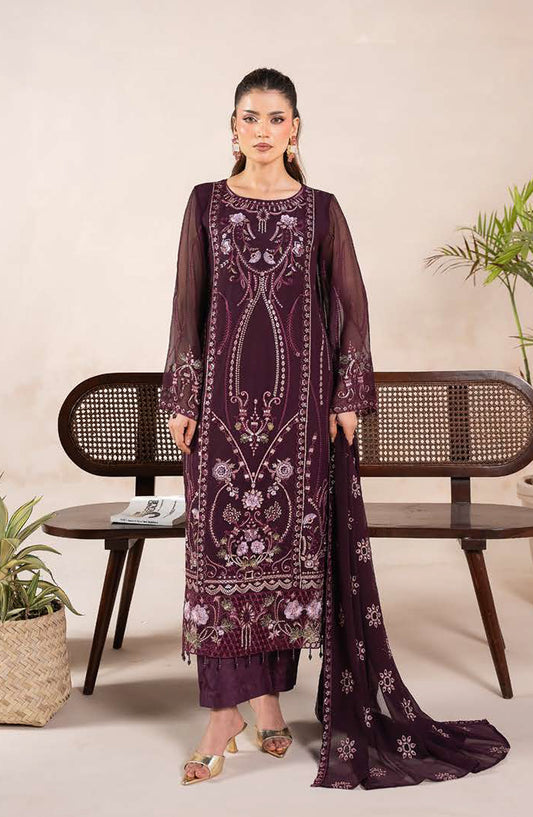 Anaya Noor by Zebtan Embroidered Chiffon Unstitched 3 Piece Suit - AN-07 - ZBT26ANN - Purple - Festive Collection