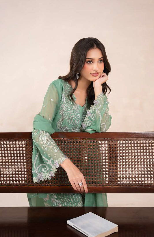 Anaya Noor by Zebtan Embroidered Chiffon Unstitched 3 Piece Suit - AN-06 - ZBT26ANN - Green - Festive Collection