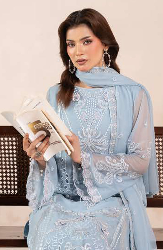 Anaya Noor by Zebtan Embroidered Chiffon Unstitched 3 Piece Suit - AN-05 - ZBT26ANN - Blue - Festive Collection