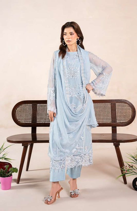 Anaya Noor by Zebtan Embroidered Chiffon Unstitched 3 Piece Suit - AN-05 - ZBT26ANN - Blue - Festive Collection