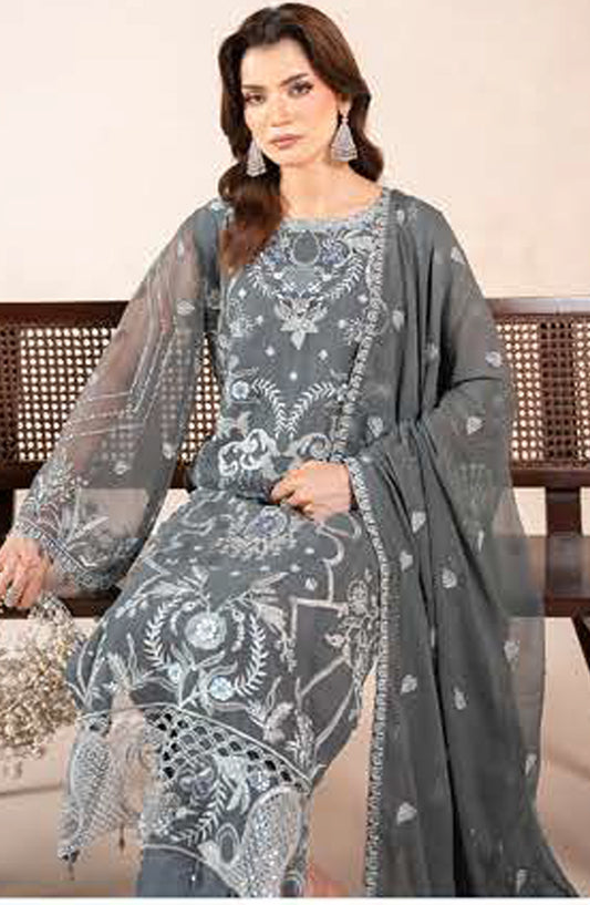 Anaya Noor by Zebtan Embroidered Chiffon Unstitched 3 Piece Suit - AN-03 - ZBT26ANN - Teal - Festive Collection