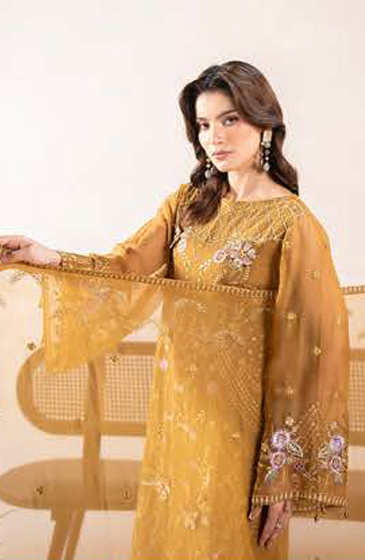 Anaya Noor by Zebtan Embroidered Chiffon Unstitched 3 Piece Suit - AN-02 - ZBT26ANN - Mustard - Festive Collection