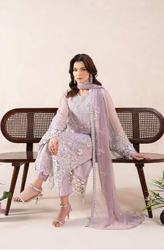 Anaya Noor by Zebtan Embroidered Chiffon Unstitched 3 Piece Suit - AN-01 - ZBT26ANN - Purple - Festive Collection