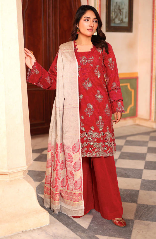 Anaysha by Johra Embroidered Lawn Unstitched 3 Piece Suit - JH-646 - JH25ANSH - Red - Summer Collection