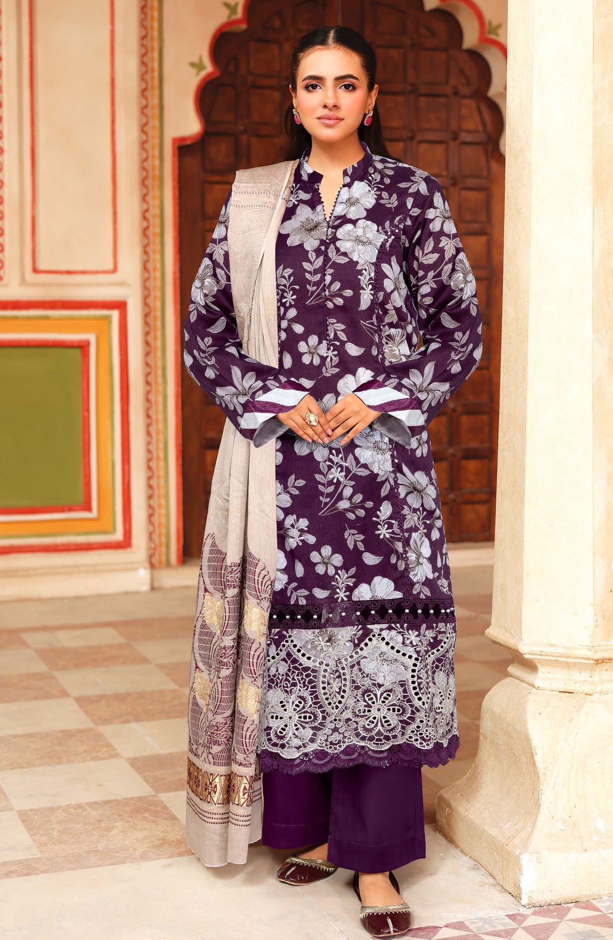 Anaysha by Johra Embroidered Lawn Unstitched 3 Piece Suit - JH-645 - JH25ANSH - Purple - Summer Collection