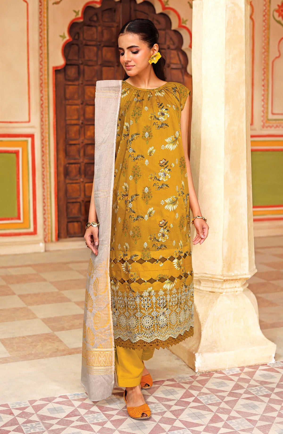Anaysha by Johra Embroidered Lawn Unstitched 3 Piece Suit - JH-644 - JH25ANSH - Yellow - Summer Collection