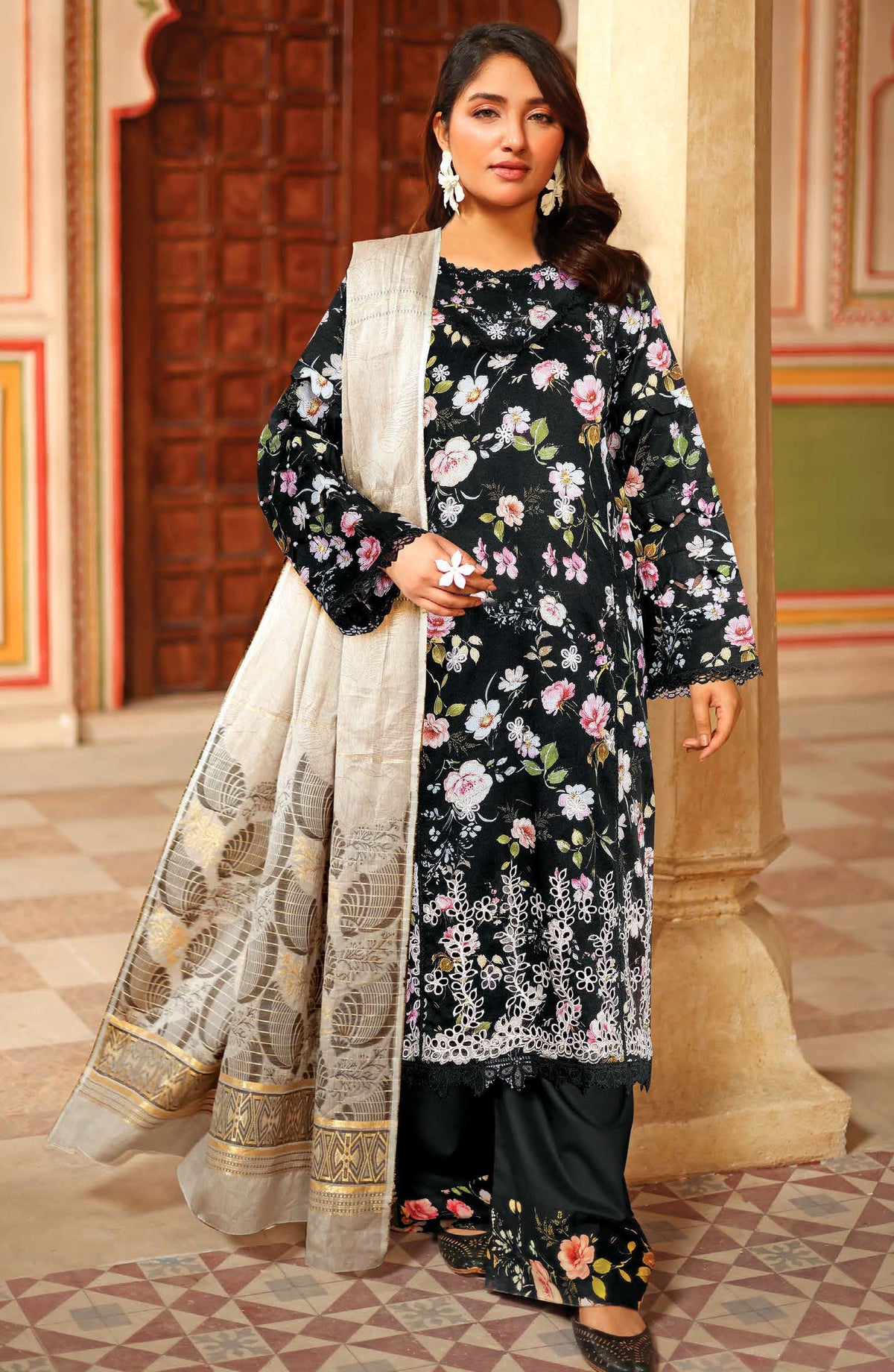 Anaysha by Johra Embroidered Lawn Unstitched 3 Piece Suit - JH-642 - JH25ANSH - Black - Summer Collection