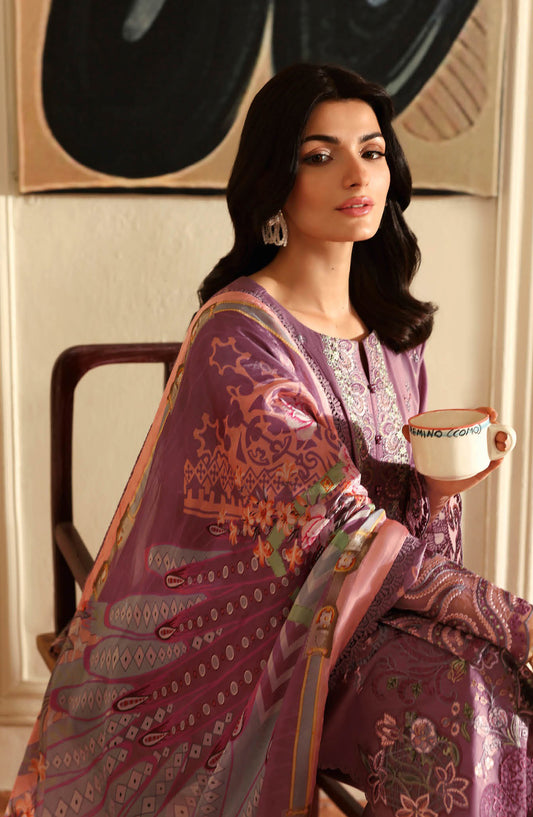Andaaz by Ramsha Luxury Embroidered Lawn Unstitched 3 Piece Suit - Z-1309 - RM26AND - Purple - Summer Collection