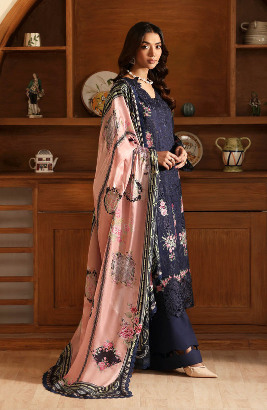 Andaaz by Ramsha Luxury Embroidered Lawn Unstitched 3 Piece Suit - Z-1308 - RM26AND - Blue - Summer Collection