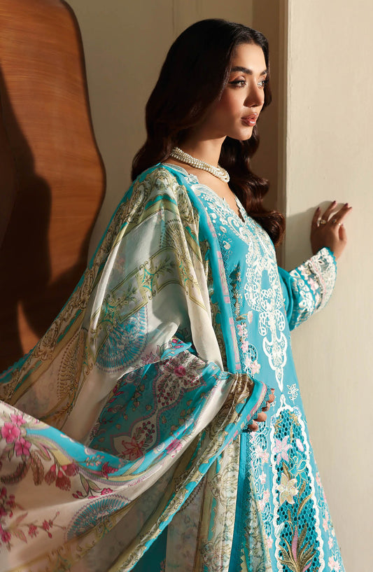 Andaaz by Ramsha Luxury Embroidered Lawn Unstitched 3 Piece Suit - Z-1307 - RM26AND - Ferozi - Summer Collection