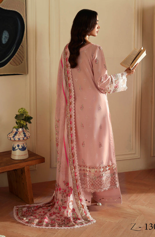 Andaaz by Ramsha Luxury Embroidered Lawn Unstitched 3 Piece Suit - Z-1302 - RM26AND - Pink - Summer Collection