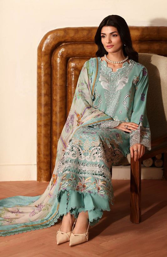 Andaaz by Ramsha Luxury Embroidered Lawn Unstitched 3 Piece Suit - Z-1301 - RM26AND - Blue - Summer Collection