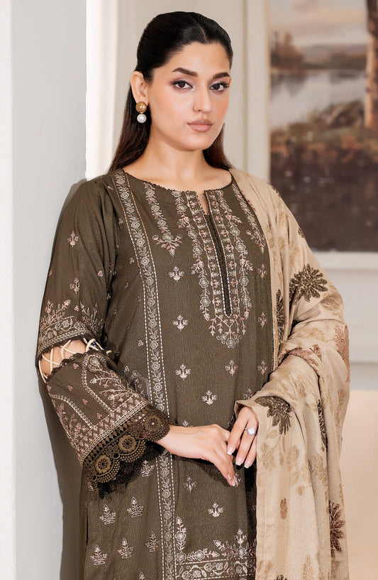 Aneeza by Johra Fancy Embroidered Peach Leather Unstitched 3 Piece Suit - JW-440 - JH25ANZA - Green - Winter Collection