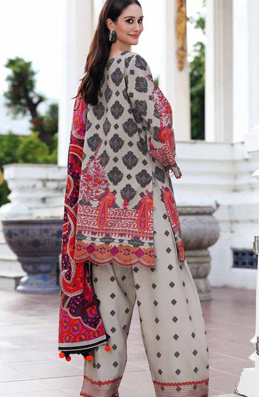 Aniq by Charizma Embroidered Linen Unstitched 3 Piece Suit - ANW6-01 - CHZ25AN - Grey - Winter Collection
