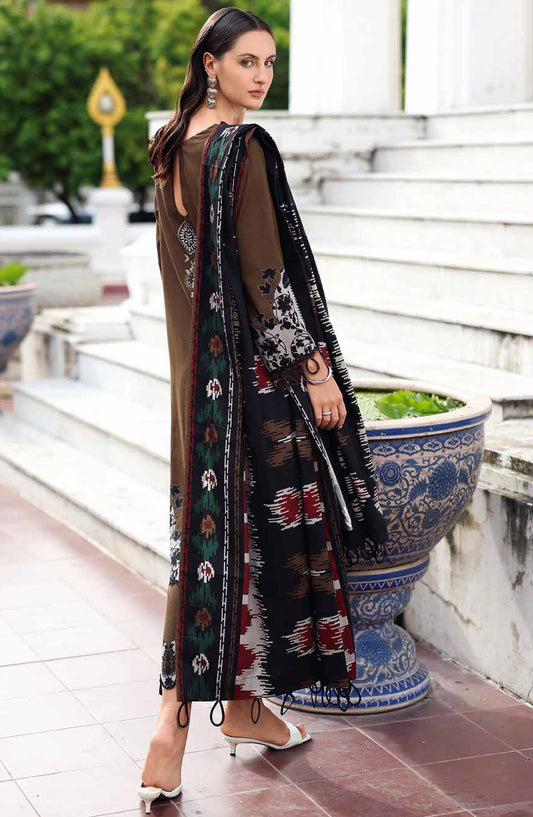 Aniq by Charizma Embroidered Linen Unstitched 3 Piece Suit - ANW6-02 - CHZ25AN - Brown - Winter Collection