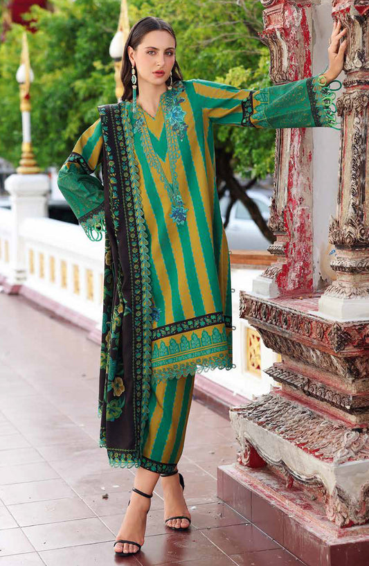 Aniq by Charizma Embroidered Linen Unstitched 3 Piece Suit - ANW6-03 - CHZ25AN - Green - Winter Collection