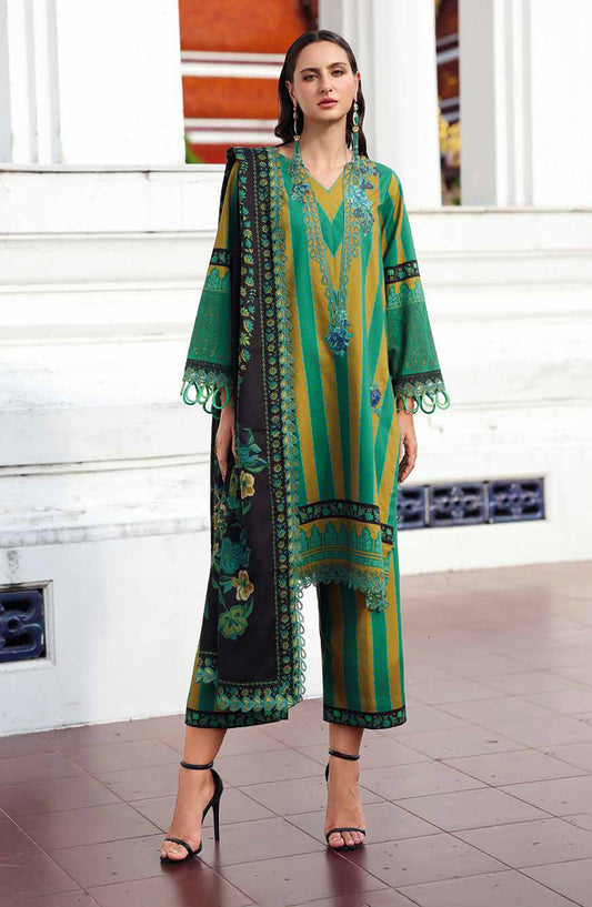 Aniq by Charizma Embroidered Linen Unstitched 3 Piece Suit - ANW6-03 - CHZ25AN - Green - Winter Collection