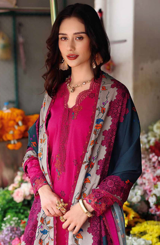 Aniq by Charizma Embroidered Linen Unstitched 3 Piece Suit - ANW6-06 - CHZ25AN - Pink - Winter Collection