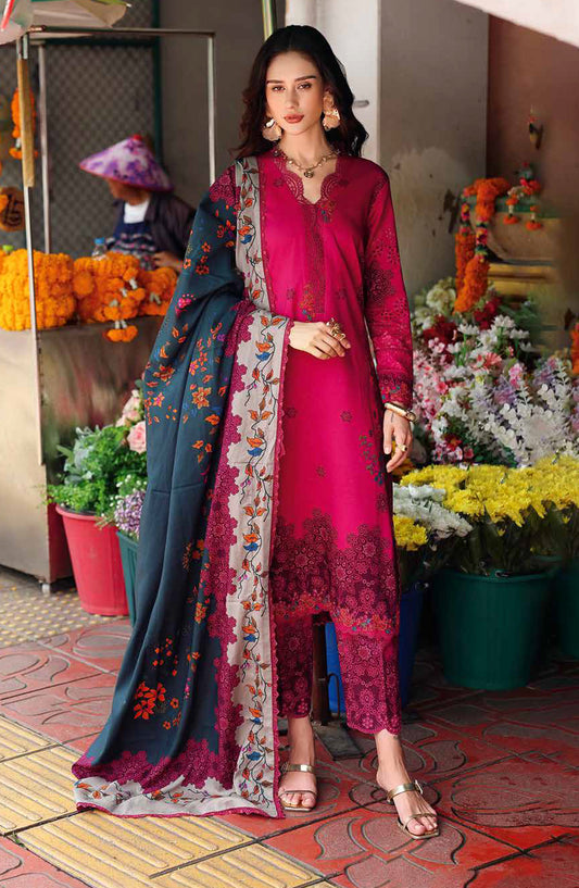 Aniq by Charizma Embroidered Linen Unstitched 3 Piece Suit - ANW6-06 - CHZ25AN - Pink - Winter Collection