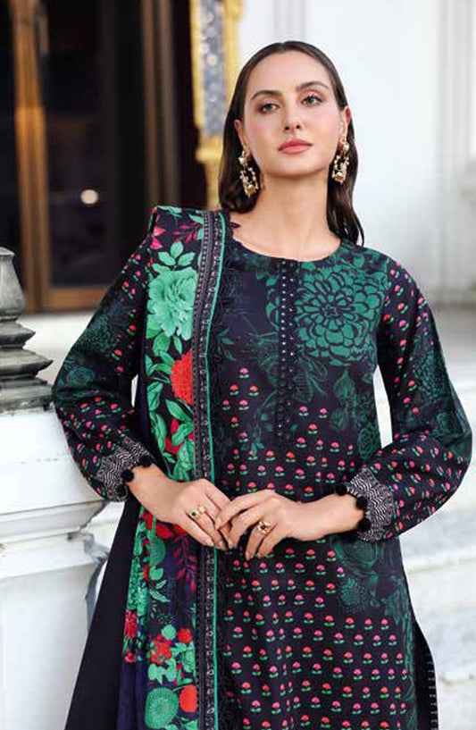 Aniq by Charizma Embroidered Linen Unstitched 3 Piece Suit - ANW6-07 - CHZ25AN - Black - Winter Collection