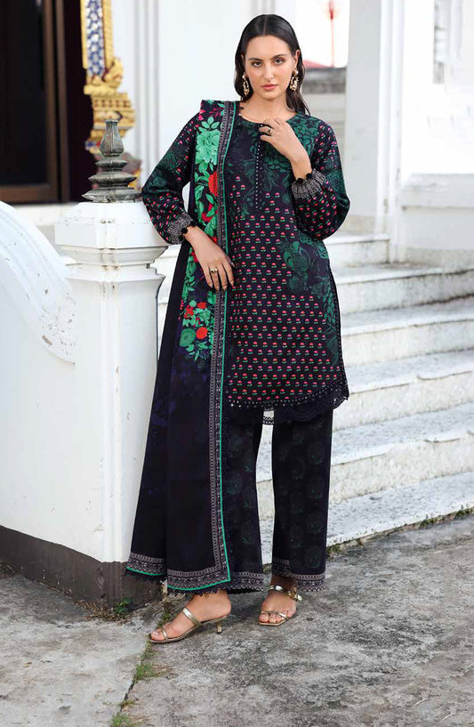 Aniq by Charizma Embroidered Linen Unstitched 3 Piece Suit - ANW6-07 - CHZ25AN - Black - Winter Collection