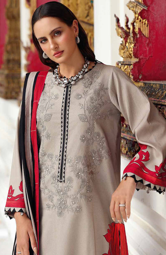 Aniq by Charizma Embroidered Linen Unstitched 3 Piece Suit - ANW6-08 - CHZ25AN - Light Grey - Winter Collection