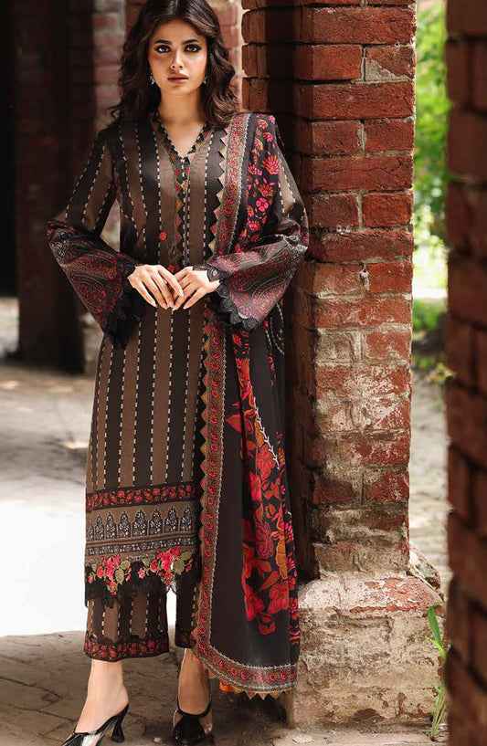 Aniq by Charizma Embroidered Linen Unstitched 3 Piece Suit - ANW6-09 - CHZ25AN - Brown - Winter Collection
